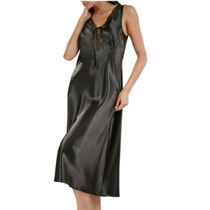 Vintage Oscar De La Renta Black Satin Slip Dress Nightgown, 46% OFF